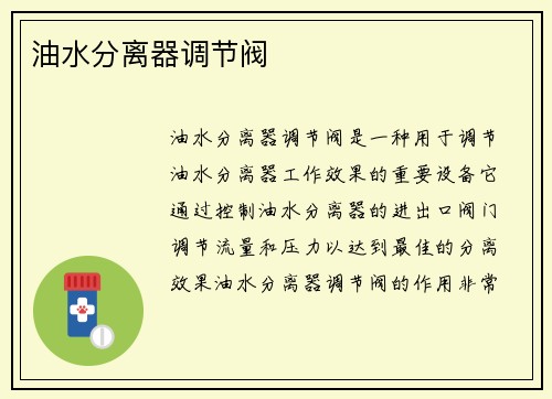 油水分离器调节阀